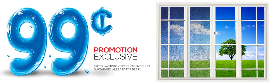 Promotion exclusive - 99 cents pour laver vos vitres.